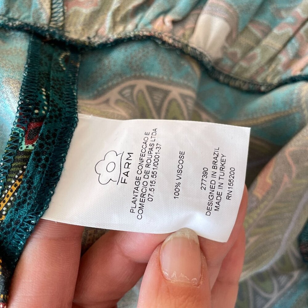 ANTHROPOLOGIE FARM RIO Ariyah Tiered V-Neck Botanical Mini Dress, Green Floral S - Picture 11 of 15